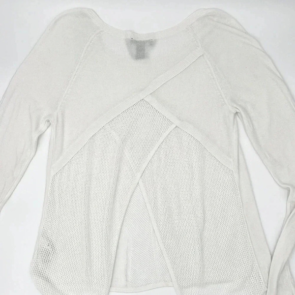 White House Black Market White Sweater w/ Mesh Detail & Butterfly Back Size M - Picture 4 of 10